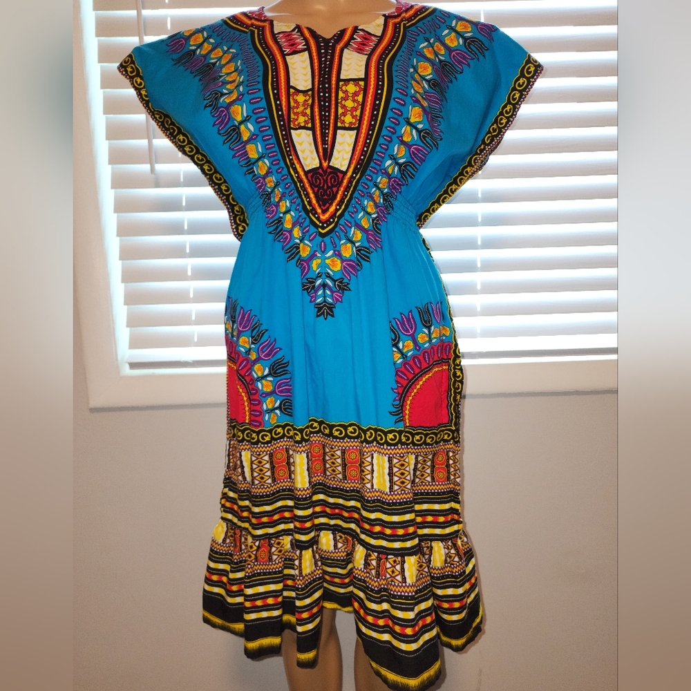 Handmade African print dress .... Multi colored .... Elastic waist